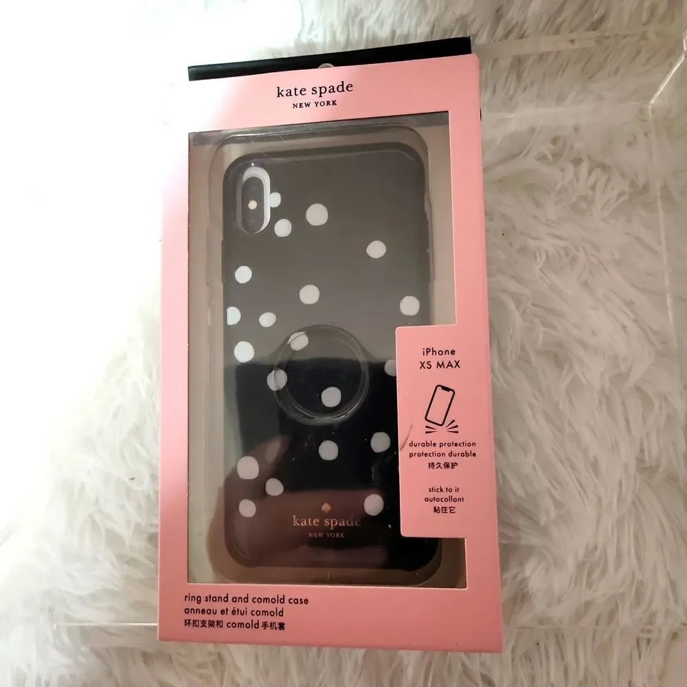 Kate spade iPhone xs max for Apple I phone new in box, black and white polka dot